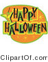 Retro Clipart of a Happy Halloween Bar Sign on Orange by Andy Nortnik