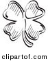 Retro Clipart of a Lucky Clover with Four Leaves on White by Andy Nortnik