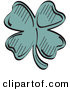Retro Clipart of a Lucky Green Shamrock with Four Leaves on White by Andy Nortnik