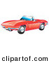 Retro Clipart of a New Red 1963 Convertible Chevrolet Corvette with the Top down and Crome Bumpers by Andy Nortnik