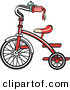 Retro Clipart of a New Red Trike Bike with a Bell on the Handlebars on White by Andy Nortnik