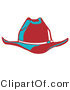 Retro Clipart of a Red Cowboy Hat Cast in Blue Lighting on White by Andy Nortnik