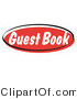 Retro Clipart of a Red Guest Book Internet Blog Website Button by Andy Nortnik