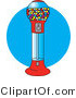 Retro Clipart of a Red Gumball Vending Machine Full of Colorful Balls of Chewing Gum by Andy Nortnik