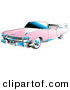 Retro Clipart of a Restored Pink Convertible 1959 Cadillac Car with Chrome Accents and the Top down by Andy Nortnik