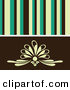 Retro Clipart of a Retro Background of Yellow, Green and Black Stipes over a Gentle Floral Design by Elaineitalia