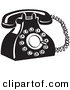 Retro Clipart of a Retro Black and White Rotary Landline Telephone by Andy Nortnik