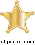 Retro Clipart of a Shiny Golden Star Shaped Sheriff's Badge by Andy Nortnik