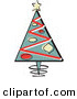 Retro Clipart of a Triangular Christmas Tree with Ornaments and a Star on Top over White by Andy Nortnik