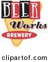 Retro Clipart of a Vintage Beer Works Brewery Advertisement Sign by Andy Nortnik