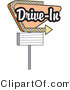 Retro Clipart of a Vintage Beige Drive in Sign with an Arrow by Andy Nortnik