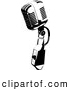 Retro Clipart of a Vintage Black and White Microphone Speaker, on White by KJ Pargeter