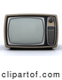 Retro Clipart of a Vintage Box TV with a Control Panel on the Side on White by KJ Pargeter