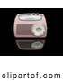 Retro Clipart of a Vintage Old Fashioned Pink Radio with a Station Tuner, on a Reflective Black Surface by KJ Pargeter