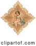 Retro Clipart of a Vintage Painting of an Angel in a Delicate Diamond by OldPixels