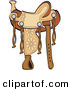 Retro Clipart of a Western Leather Saddle with Floral Accents over White by Andy Nortnik