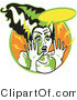 Retro Clipart of an Afraid Bride of Frankenstein Screaming by Andy Nortnik