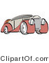 Retro Clipart of an Old Fashioned Red and Grey Luxury Sedan Car by Andy Nortnik