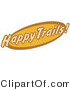 Retro Clipart of an Orange and Brown Happy Trails Text on a Sign by Andy Nortnik