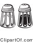Retro Clipart of Black and White Salt and Pepper Shakers in a Diner by Andy Nortnik