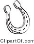 Retro Clipart of One Black and White Metal Lucky Horseshoe over a White Background by Andy Nortnik