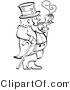 Vector Retro Clipart of a Black and White Leprechaun Smoking a Pipe by Andy Nortnik