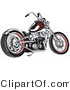 Vector Retro Clipart of a Black Motorcycle with Red Flame Paint Accents on the Tank by Andy Nortnik