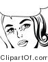 Vector Retro Clipart of a Crying Pop Art Woman in Black and White with Copyspace by Brushingup