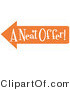 Vector Retro Clipart of a Vintage Sign Showing an Orange Arrow Pointing to the Left and Reading "A Neat Offer" by Andy Nortnik